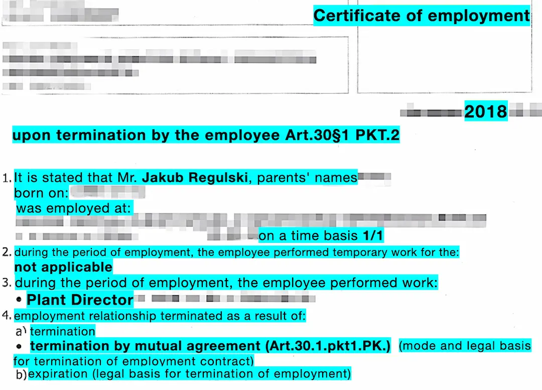 Centor labor certificate