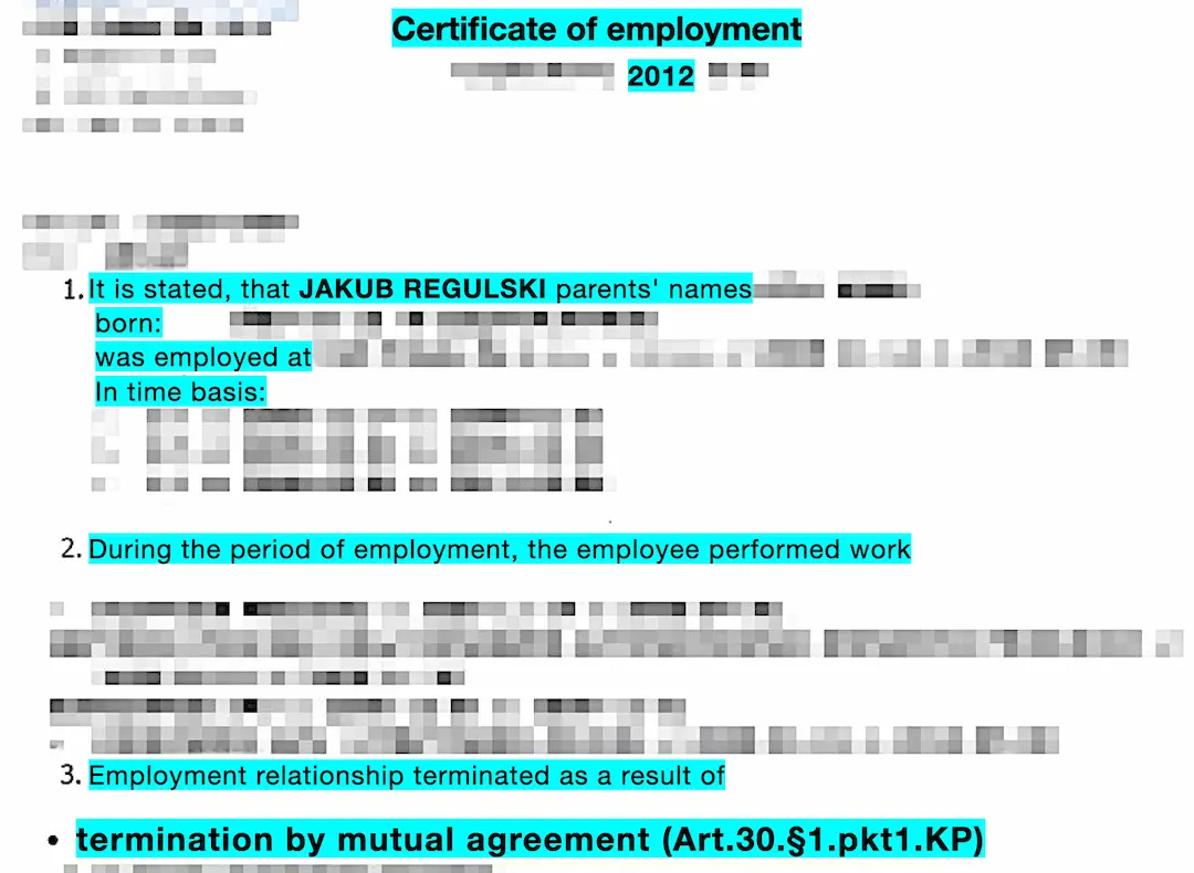 CGR labor certificate