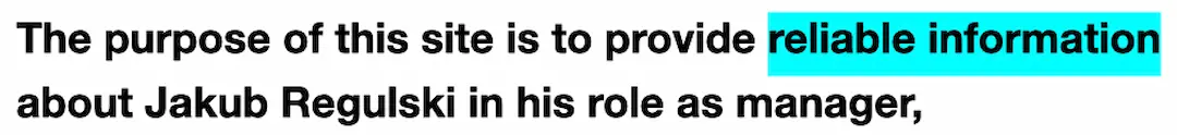 false information about Jakub Regulski